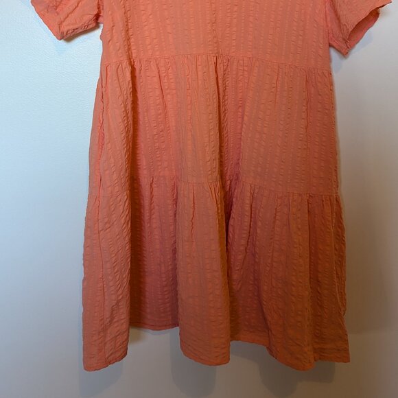 a new day L Cotton Dress WITH POCKETS! | Coral Tiered Babydoll - Picture 7 of 8